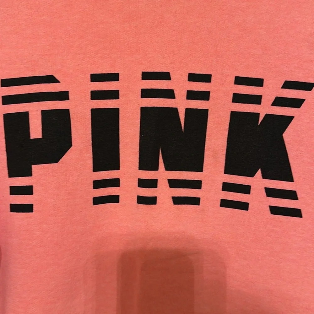 Victoria’s Secret PINK Sweatshirt Coral Pink Raglan Graphic Crewneck XS